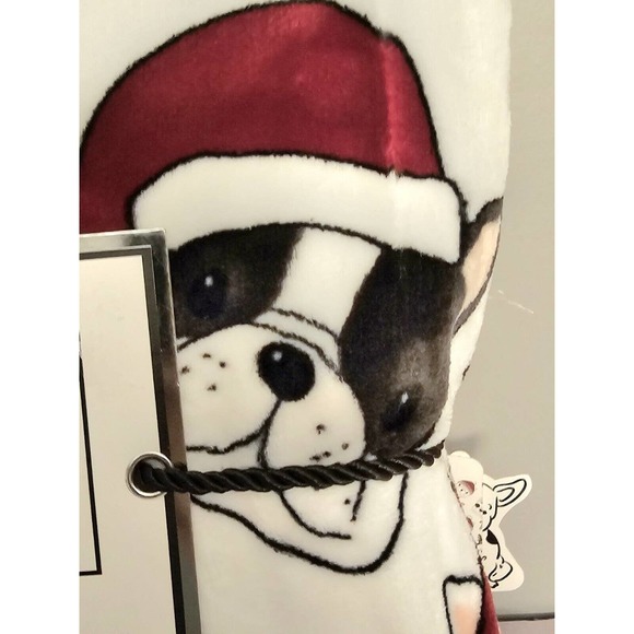 Pickle & Dot Frenchie French Bulldog Christmas Plush Blanket - Picture 3 of 3